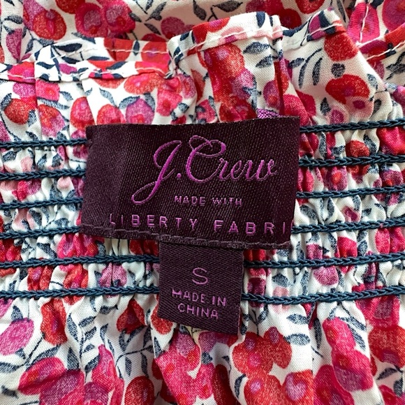 J CREW x LIBERTY | NWOT WILTSHIRE SMOCKED COTTON OFF SHOULDER CROP TOP | SMALL - Picture 7 of 7